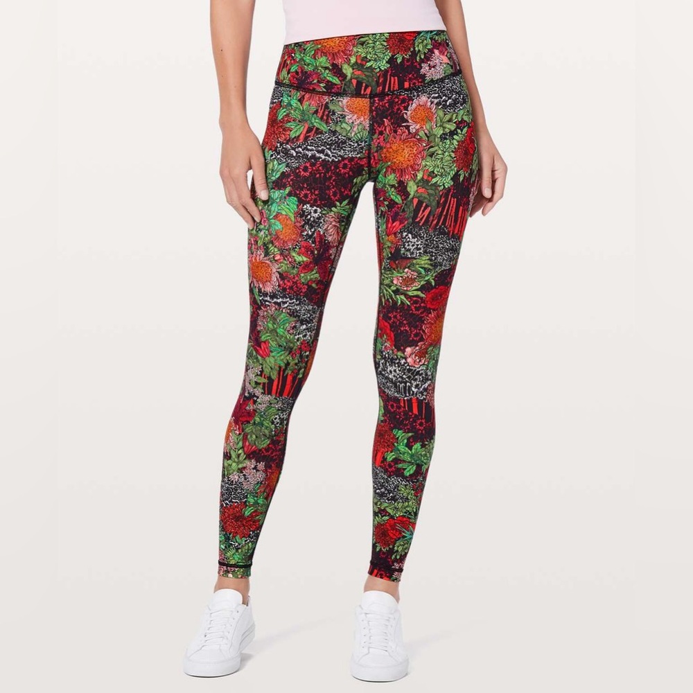 Lululemon Wunder Under High Rise Tight 28” Zen Garden Size 4 Vibrant Gym Yoga